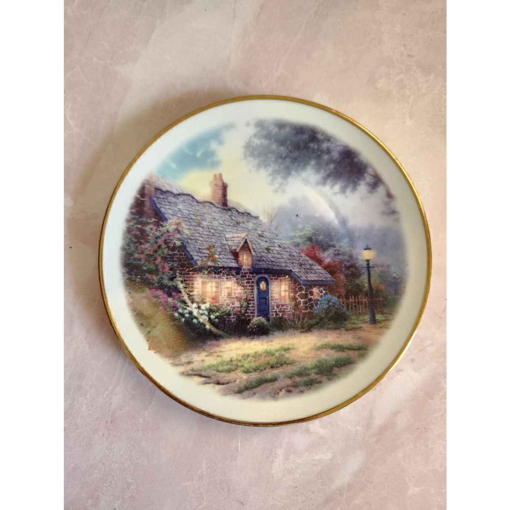 Thomas Kinkade Moonlight Cottage decorative collectible plate mini Teleflora gif